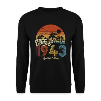 1943 Birthday born in 1943 Retro Vintage - Unisex Sweatshirt - black - Front - Alina (178cm) & Michal (187cm)