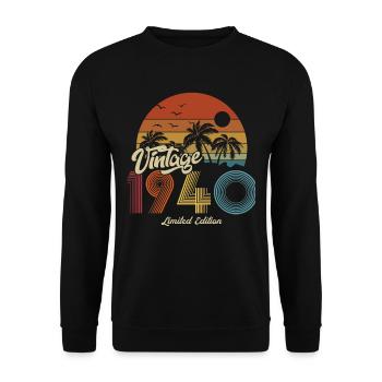 1940 Anniversaire né en 1940 Rétro Vintage - Sweat-shirt Unisexe - noir - Devant - Alina (178cm) & Michal (187cm)
