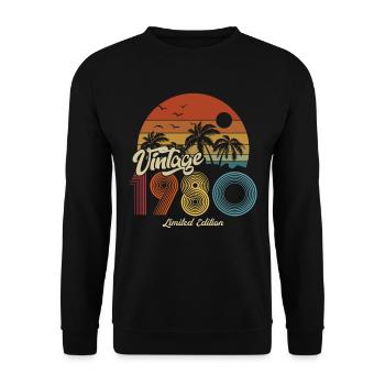 1980 Anniversaire né en 1980 Retro Vintage - Sweat-shirt Unisexe - noir - Devant - Alina (178cm) & Michal (187cm)