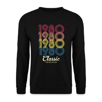 1980 Anniversaire né en 1980 Retro Vintage - Sweat-shirt Unisexe - noir - Devant - Alina (178cm) & Michal (187cm)