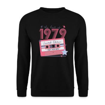 1979 Birthday born in 1979 Retro Vintage - Unisex Sweatshirt - black - Front - Alina (178cm) & Michal (187cm)
