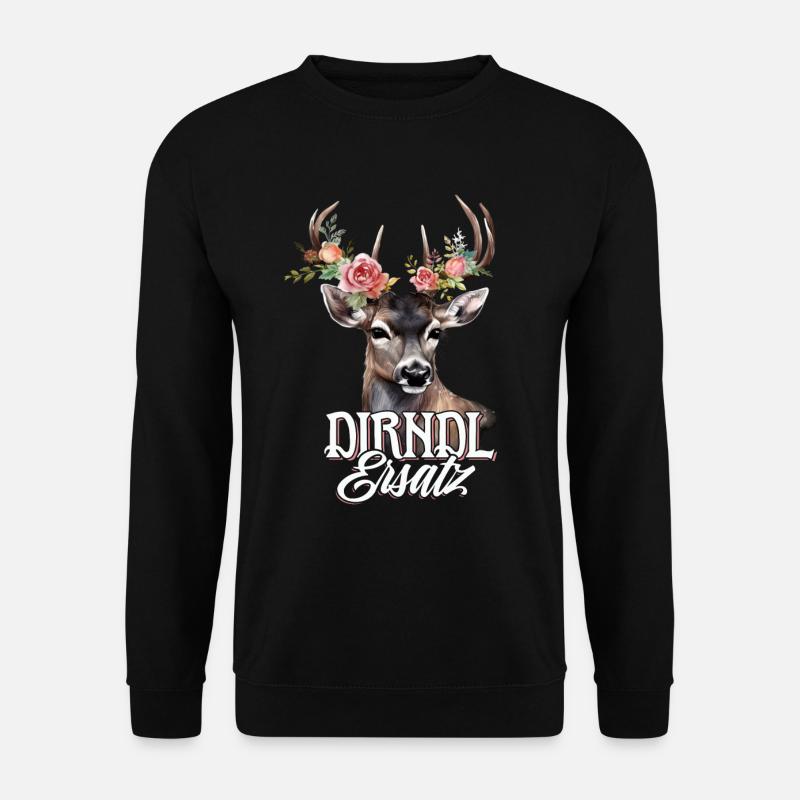 Dirndl Ersatz Hirsch Hirschgeweih Rosen - Unisex Pullover - Schwarz