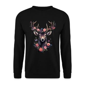 Remplacement dirndl cerf bois cerf cerf - Sweat-shirt Unisexe - noir - Devant - Alina (178cm) & Michal (187cm)