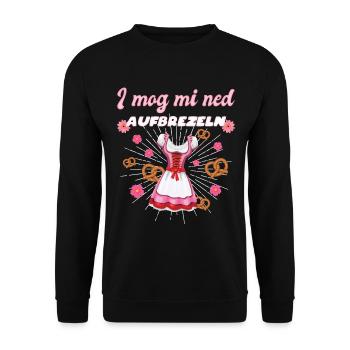 I Mog Mi Ned Aufbrezeln Dirndl - Unisex Pullover - Schwarz - Vorne - Alina (178cm) & Michal (187cm)