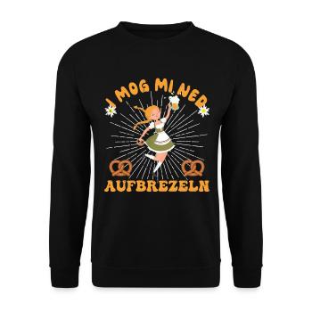 I Mog Mi Ned Aufbrezeln Dirndl - Unisex Pullover - Schwarz - Vorne - Alina (178cm) & Michal (187cm)
