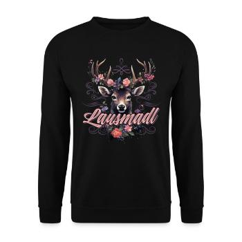 Lausmadl Mädchen Damen Trachtenshirt Kind Madl - Unisex Pullover - Schwarz - Vorne - Alina (178cm) & Michal (187cm)