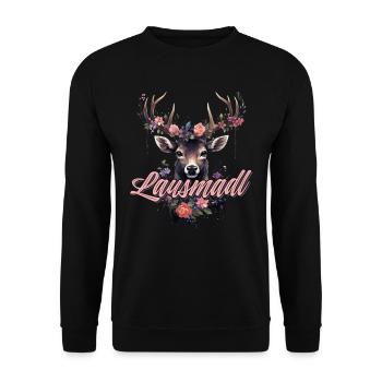 Lausmadl Mädchen Damen Trachtenshirt Kind Madl - Unisex Pullover - Schwarz - Vorne - Alina (178cm) & Michal (187cm)