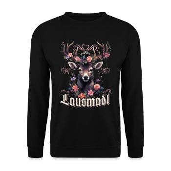 Lausmadl Mädchen Damen Trachtenshirt Kind Madl - Unisex Pullover - Schwarz - Vorne - Alina (178cm) & Michal (187cm)