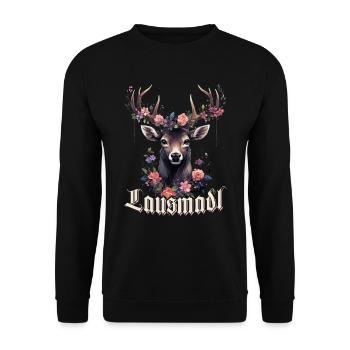 Lausmadl Mädchen Damen Trachtenshirt Kind Madl - Unisex Pullover - Schwarz - Vorne - Alina (178cm) & Michal (187cm)