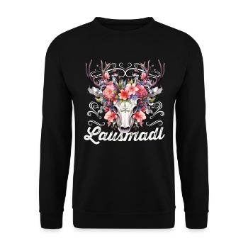 Lausmadl Mädchen Damen Trachtenshirt Kind Madl - Unisex Pullover - Schwarz - Vorne - Alina (178cm) & Michal (187cm)