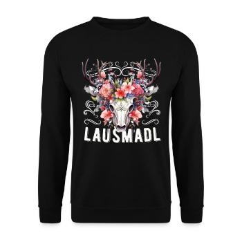 Lausmadl Mädchen Damen Trachtenshirt Kind Madl - Unisex Pullover - Schwarz - Vorne - Alina (178cm) & Michal (187cm)