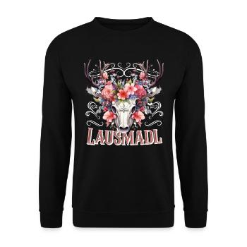 Lausmadl Mädchen Damen Trachtenshirt Kind Madl - Unisex Pullover - Schwarz - Vorne - Alina (178cm) & Michal (187cm)
