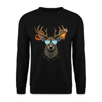 Hirschkopf Lunettes de soleil Bavaria Volksfest Lausbua - Sweat-shirt Unisexe - noir - Devant - Alina (178cm) & Michal (187cm)