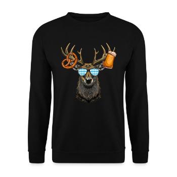 Hirschkopf Lunettes de soleil Bavaria Volksfest Lausbua - Sweat-shirt Unisexe - noir - Devant - Alina (178cm) & Michal (187cm)