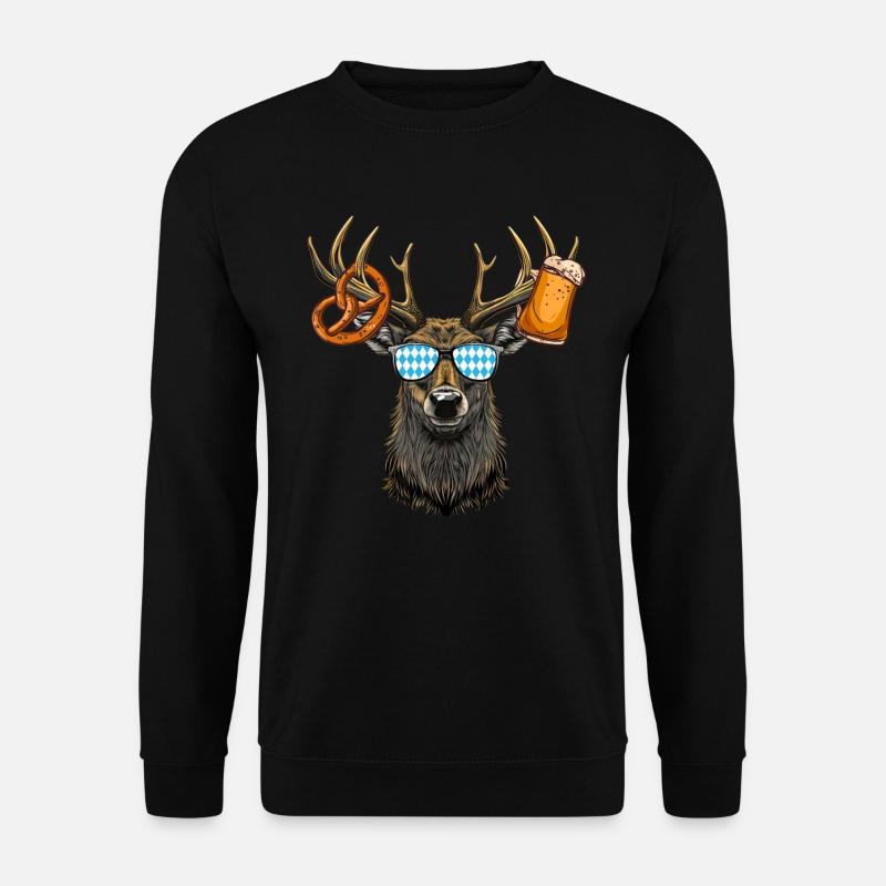 Hirschkopf Sonnenbrille Bayern Volksfest Lausbua - Unisex Pullover - Schwarz