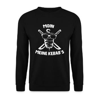 MOIN MEINE KEBABS - Döner Kebab Spruch - Unisex Pullover - Schwarz - Vorne - Alina (178cm) & Michal (187cm)