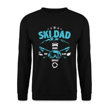 Ski Geschenk für einen Ski Dad Skifahrer Papa - Unisex Pullover - Schwarz - Vorne - Alina (178cm) & Michal (187cm)