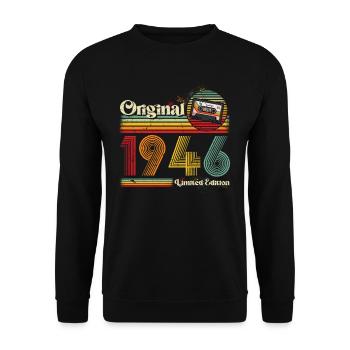 1946 Birthday Born In 1946 Retro Vintage - Unisex Sweatshirt - black - Front - Alina (178cm) & Michal (187cm)