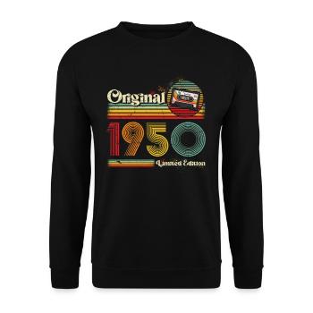 Anniversaire des années 1950 né dans les années 1950 rétro Vintage - Sweat-shirt Unisexe - noir - Devant - Alina (178cm) & Michal (187cm)