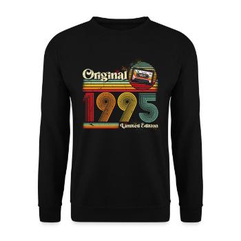 1995 Anniversaire Né En 1995 Rétro Millésime - Sweat-shirt Unisexe - noir - Devant - Alina (178cm) & Michal (187cm)