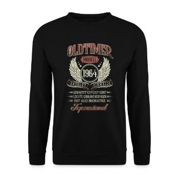 1964 Geboren Geburtstag Oldtimer - Unisex Pullover - Schwarz - Vorne - Alina (178cm) & Michal (187cm)