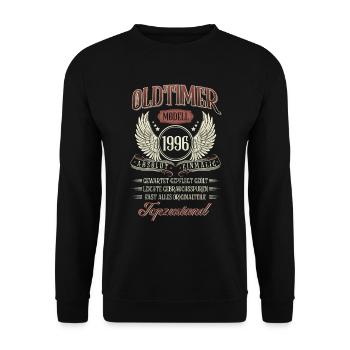1996 Geboren Geburtstag Oldtimer - Unisex Pullover - Schwarz - Vorne - Alina (178cm) & Michal (187cm)
