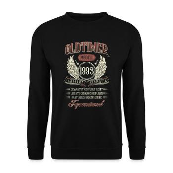 1993 Geboren Geburtstag Oldtimer - Unisex Pullover - Schwarz - Vorne - Alina (178cm) & Michal (187cm)