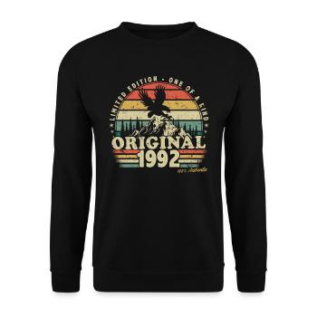 1992 Vintage anniversaire rétro Vintage cadeau - Sweat-shirt Unisexe - noir - Devant - Alina (178cm) & Michal (187cm)