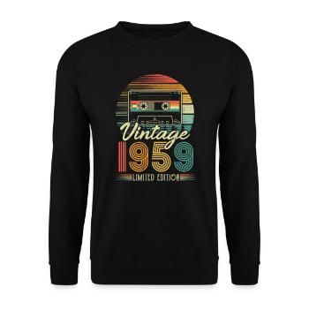 1959 Vintage Anniversaire Rétro Vintage Cadeau - Sweat-shirt Unisexe - noir - Devant - Alina (178cm) & Michal (187cm)