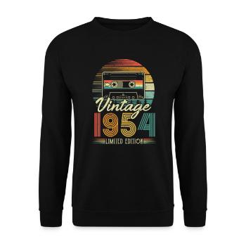 1954 Anniversaire Né En 1954 Rétro Vintage - Sweat-shirt Unisexe - noir - Devant - Alina (178cm) & Michal (187cm)