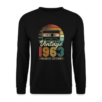 1963 Anniversaire Né En 1963 Rétro Vintage - Sweat-shirt Unisexe - noir - Devant - Alina (178cm) & Michal (187cm)