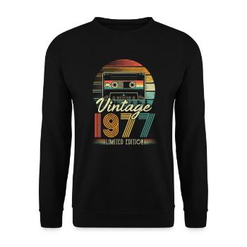 1977 Anniversaire Né En 1977 Rétro Vintage - Sweat-shirt Unisexe - noir - Devant - Alina (178cm) & Michal (187cm)