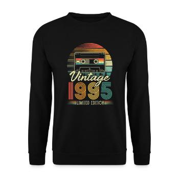 1995 Birthday Born In 1995 Retro Vintage - Unisex Sweatshirt - black - Front - Alina (178cm) & Michal (187cm)