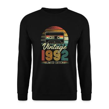 1992 Vintage anniversaire rétro Vintage cadeau - Sweat-shirt Unisexe - noir - Devant - Alina (178cm) & Michal (187cm)
