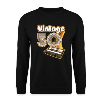 1950 Birthday born in 1950 Retro Vintage - Unisex Sweatshirt - black - Front - Alina (178cm) & Michal (187cm)