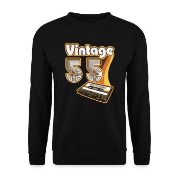 1955 Anniversaire né en 1955 Rétro Vintage - Sweat-shirt Unisexe - noir - Devant - Alina (178cm) & Michal (187cm)