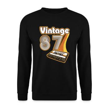 1987 Vintage anniversaire rétro Vintage cadeau - Sweat-shirt Unisexe - noir - Devant - Alina (178cm) & Michal (187cm)