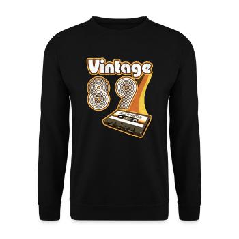 Cadeau d’anniversaire vintage 1989 - Sweat-shirt Unisexe - noir - Devant - Alina (178cm) & Michal (187cm)