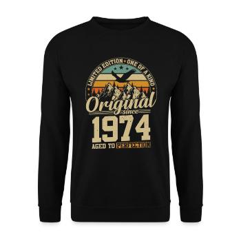 anniversaire 50 ans 1974 originale édition limitée - Sweat-shirt Unisexe - noir - Devant - Alina (178cm) & Michal (187cm)