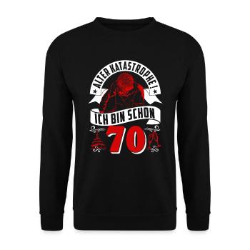 70. Geburtstag Mann Geschenk lustig Geburtstag 70 - Unisex Pullover - Schwarz - Vorne - Alina (178cm) & Michal (187cm)