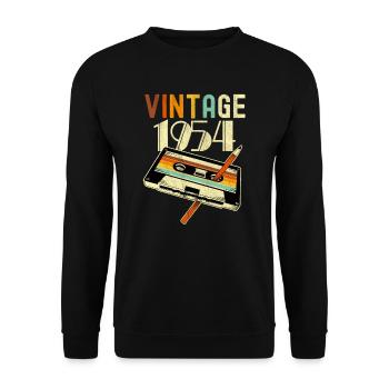 1954 Anniversaire Né En 1954 Rétro Vintage - Sweat-shirt Unisexe - noir - Devant - Alina (178cm) & Michal (187cm)