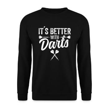 Dart Darts Dartspieler Dartscheibe darten - Unisex Pullover - Schwarz - Vorne - Alina (178cm) & Michal (187cm)