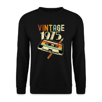 1975 Vintage anniversaire rétro Vintage cadeau - Sweat-shirt Unisexe - noir - Devant - Alina (178cm) & Michal (187cm)