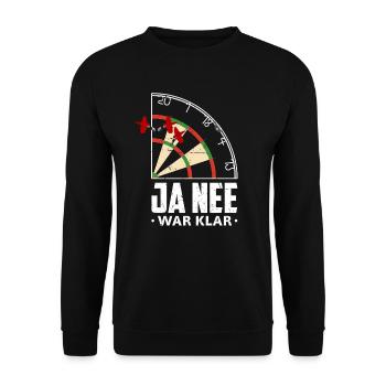 Lustiger Dart Spruch Dartscheibe Darten Geschenk - Unisex Pullover - Schwarz - Vorne - Alina (178cm) & Michal (187cm)
