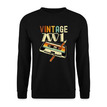 2001 Vintage Anniversaire Rétro Vintage Cadeau - Sweat-shirt Unisexe - noir - Devant - Alina (178cm) & Michal (187cm)