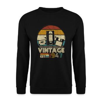 1947 Vintage anniversaire rétro Vintage cadeau - Sweat-shirt Unisexe - noir - Devant - Alina (178cm) & Michal (187cm)