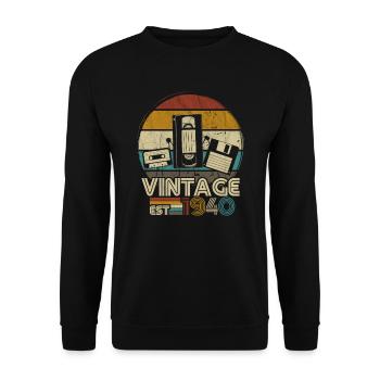 Anniversaire des années 1940 né dans les années 1940 rétro Vintage - Sweat-shirt Unisexe - noir - Devant - Alina (178cm) & Michal (187cm)