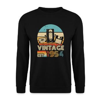 1954 Anniversaire Né En 1954 Rétro Vintage - Sweat-shirt Unisexe - noir - Devant - Alina (178cm) & Michal (187cm)