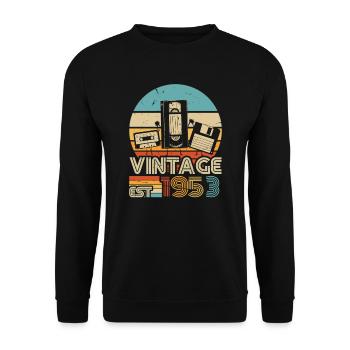1953 Anniversaire Né En 1953 Rétro Vintage - Sweat-shirt Unisexe - noir - Devant - Alina (178cm) & Michal (187cm)