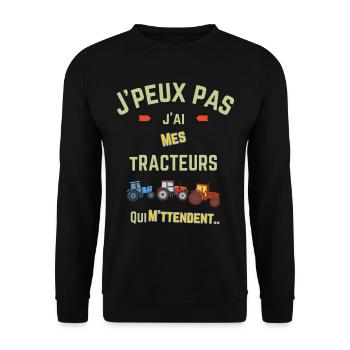 Ich kann nicht, ich habe meine Traktoren, die auf mich warten - Unisex Pullover - Schwarz - Vorne - Alina (178cm) & Michal (187cm)